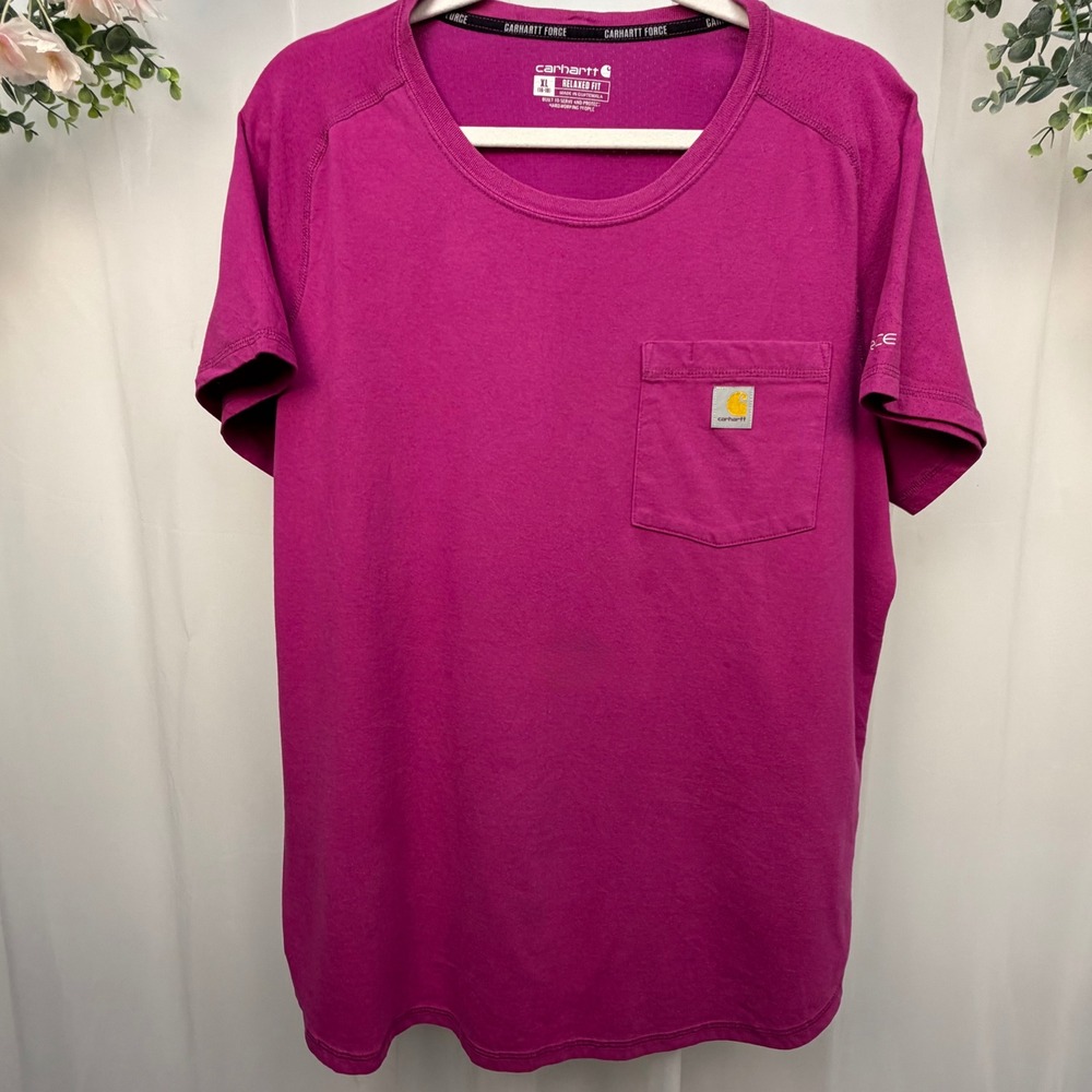 Carhartt Force Relaxed Fit Pocket T-Shirt Magenta Purple XL TK4616-W